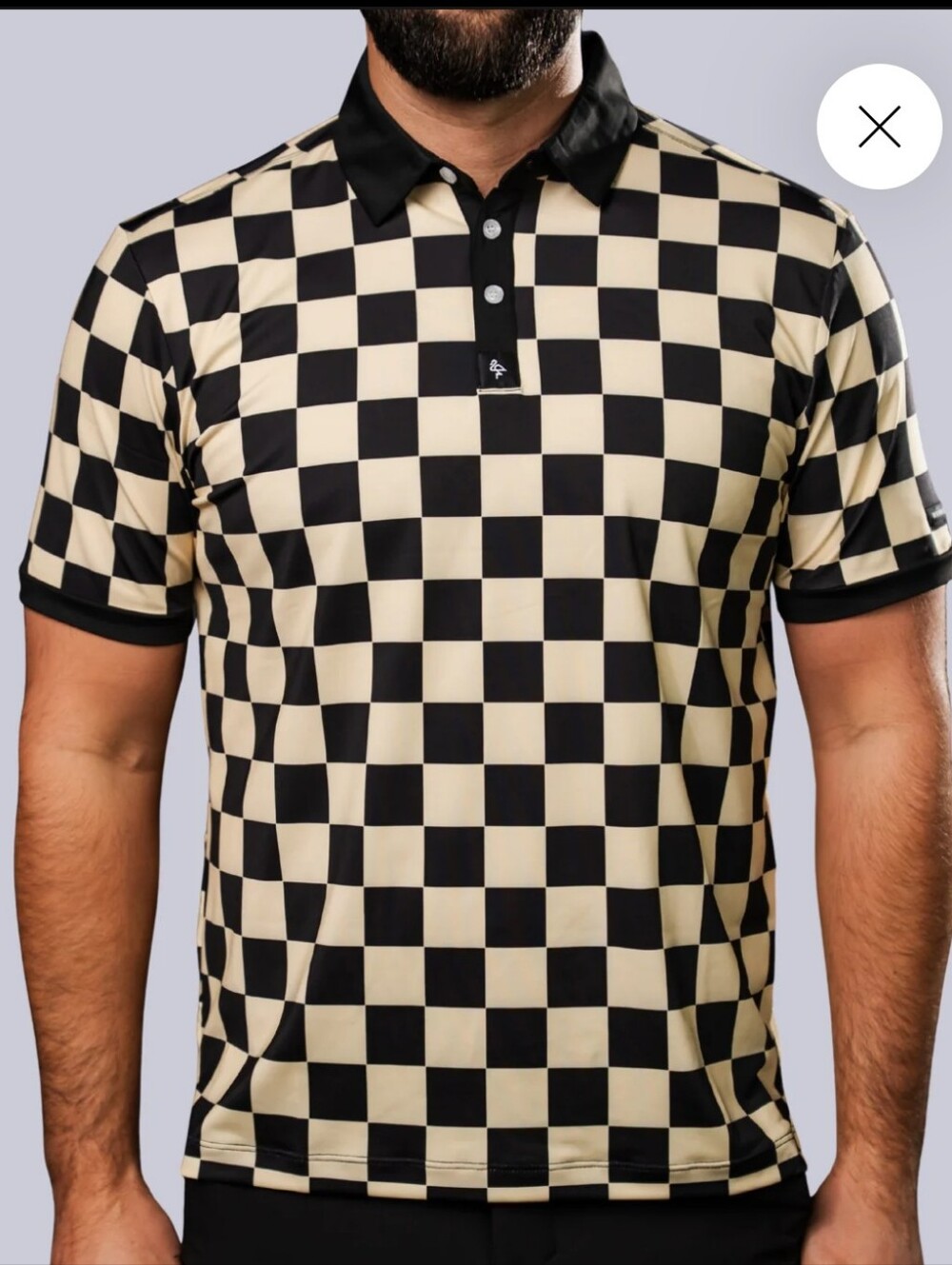 Men's Byrdgang Checkered Yellow And Black Polo Shirt Sz Large